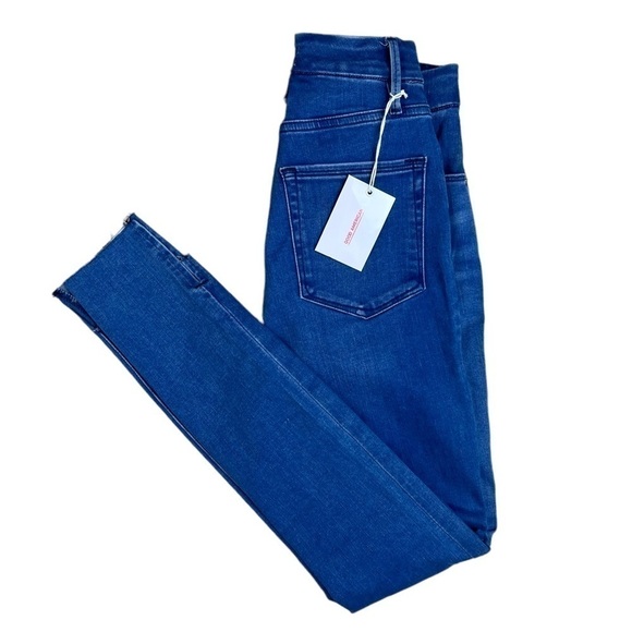Good American Good Waist High Waist Step Hem Skinny Jeans 00/24 Blue denim pants - Picture 1 of 5